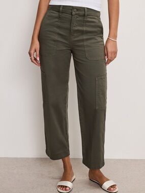 Good American women’s Cargo Cropped Twill Pants Brown